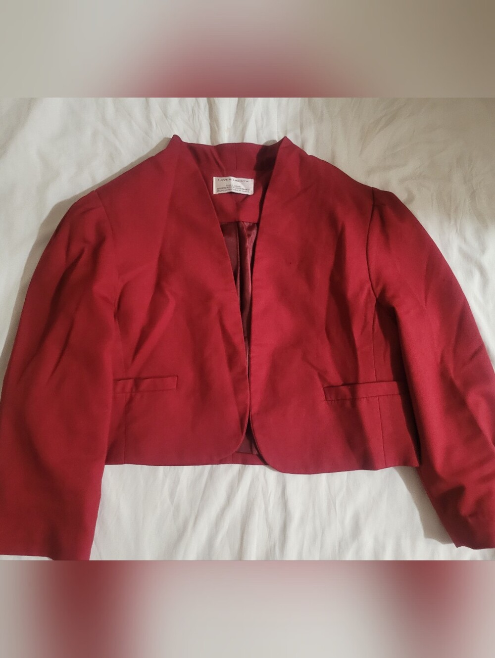 liberty Crimson Cropped Open-Front Jacket